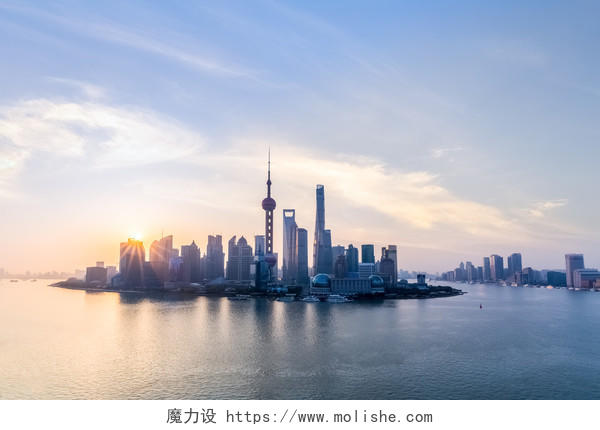 上海天际线的落日时分上海旅游